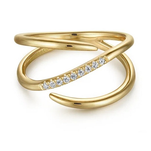 GABRIEL AND CO FASHION KASLIQUE SPLIT SHANK PAVE DIAMOND WRAP RING