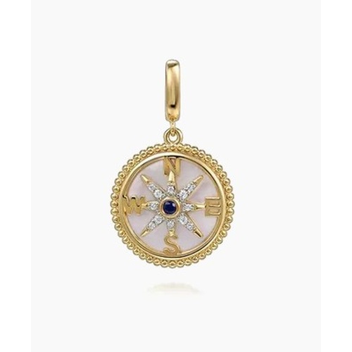 GABRIEL AND CO FASHION BUJUKAN DIAMOND AND MOTHER OF PEARL COMPASS MEDALLION PENDANT