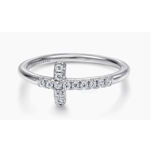 GABRIEL AND CO FASHION LUSSO SIDEWAYS DIAMOND CROSS RING