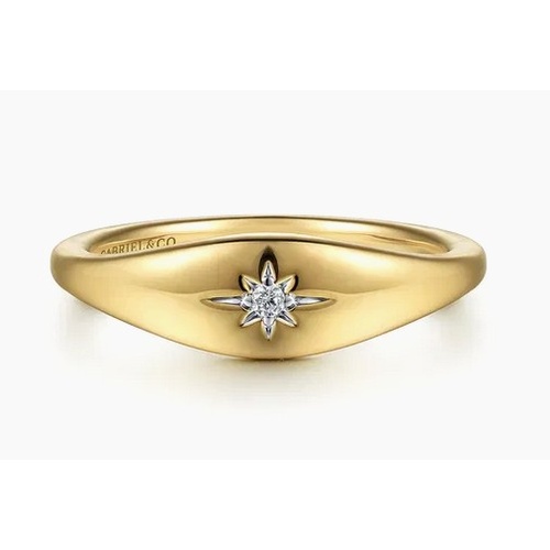 GABRIEL AND CO FASHION CONTEMPORARY DIAMOND STARBURST SIGNET RING