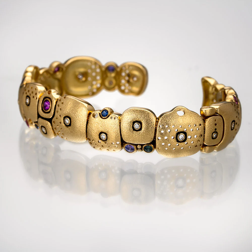 ALEX SEPKUS LITTLE ORCHARD DIAMOND AND  MULTI SAPPHIRE CUFF BRACELET