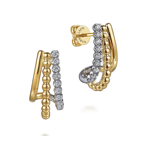 GABRIEL AND CO FASHION BUJUKAN 3 ROW J HOOP EARRINGS