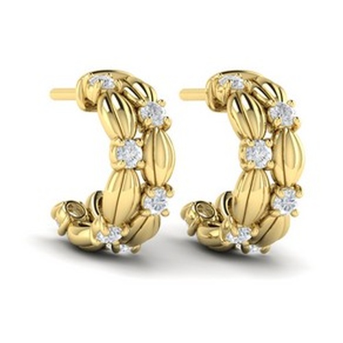 VLORA FASHION BAMBOO DIAMOND HALF HOOP EARRINGS