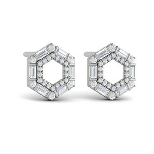VLORA FASHION DIAMOND OCTAGON STUD EARRINGS