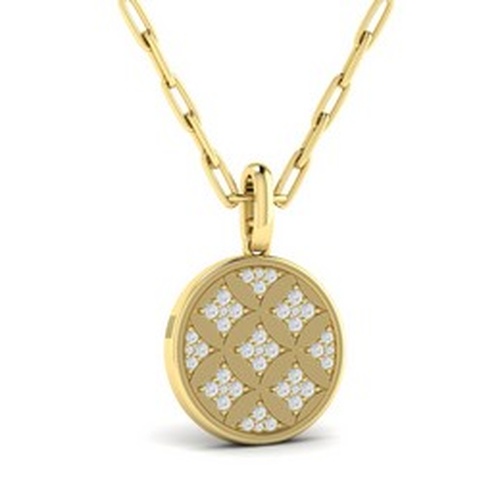 VLORA FASHION DIAMOND MEDALLION AND PAPERCLIP CHAIN NECKLACE