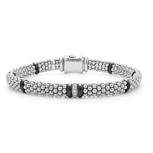LAGOS BLACK CAVIAR DIAMOND STATION BRACELET