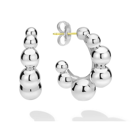 LAGOS SIGNATURE CAVIAR BUBBLY GRADUATED HOOP EARRINGS