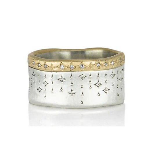 ADEL CHEFRIDI TWO TONE WIDE DIAMOND BAND