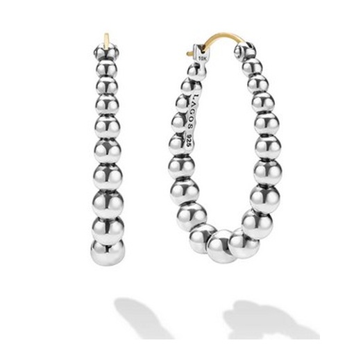 LAGOS OVAL BEADED HOOP EARRINGS