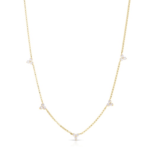 ROBERTO COIN 5  STATION DIAMOND BY INCH CLUSTER NECKLACE