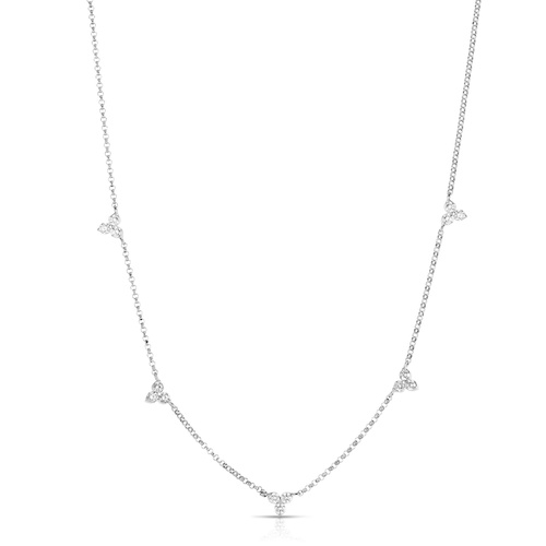 ROBERTO COIN 5 STATION DIAMOND BY INCH CLUSTER NECKLACE