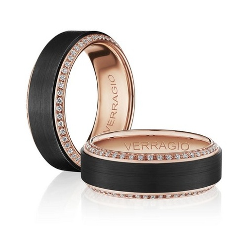 VERRAGIO GOLD AND TITANIUM DIAMOND WEDDING BAND