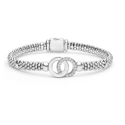 LAGOS SIGNATURE CAVIAR INTERLOCKING DIAMOND CAVIAR BRACELET