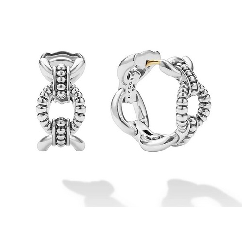 LAGOS SIGNATURE CAVIAR OVAL LINK HOOP EARRINGS