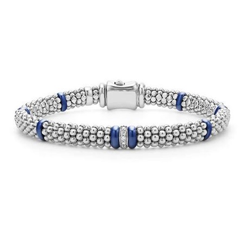 LAGOS BLUE CAVIAR DIAMOND STATION BRACELET