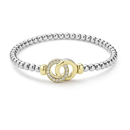 LAGOS SIGNATURE CAVIAR INTERLOCKING DIAMOND STRECH BRACELET