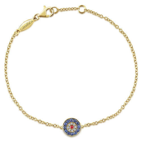 GABRIEL AND CO FASHION LUSSO EVIL EYE BRACELET- SAPPHIRE/DIAMOND/RUBY
