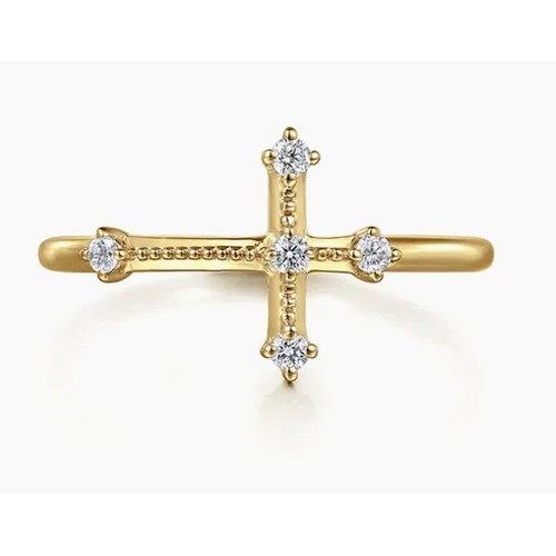 GABRIEL AND CO FASHION CONTEMPORARY DIAMOND CROSS RING