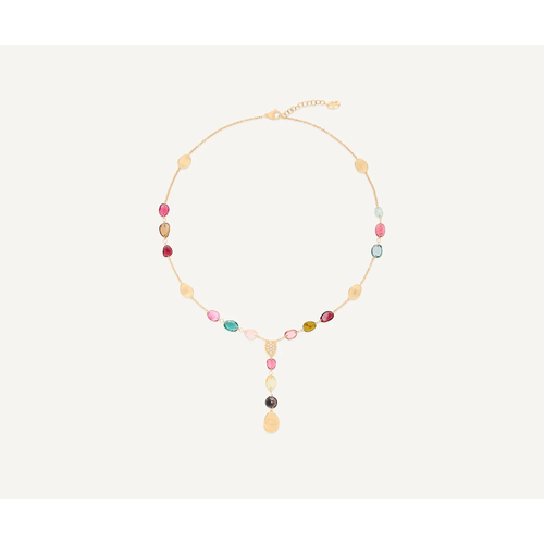 MARCO BICEGO LUNARIA MULTI COLOR TOUMALINE AND DIAMOND LARIAT NECKLACE
