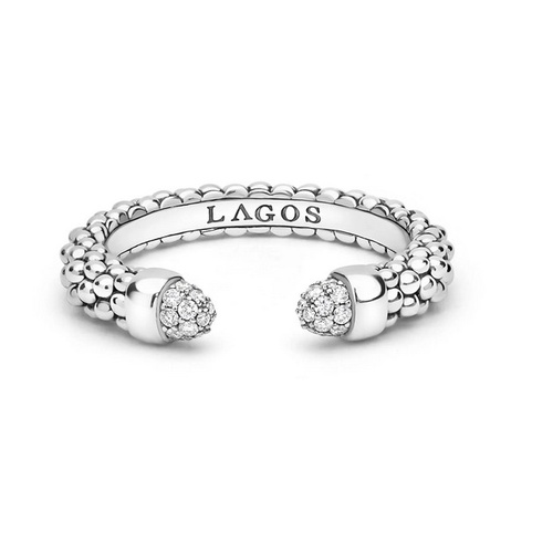 LAGOS SIGNATURE CAVIAR VERSA DIAMOND CUFF RING