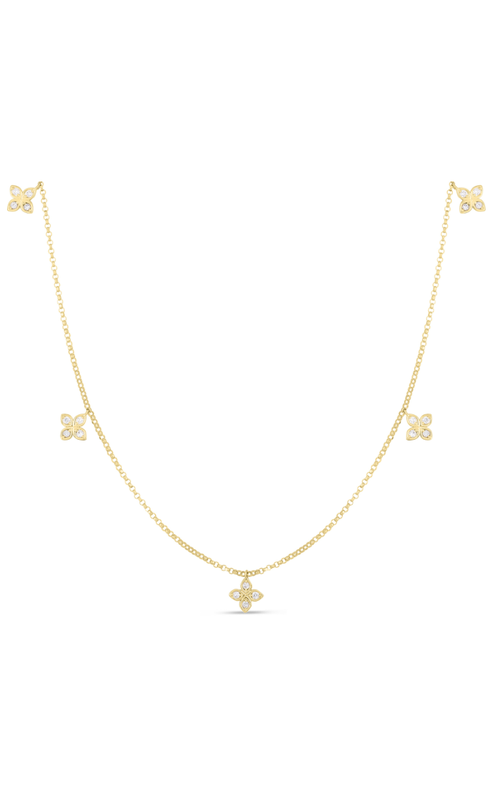 18K Yellow Gold Dangling Diamond Necklace