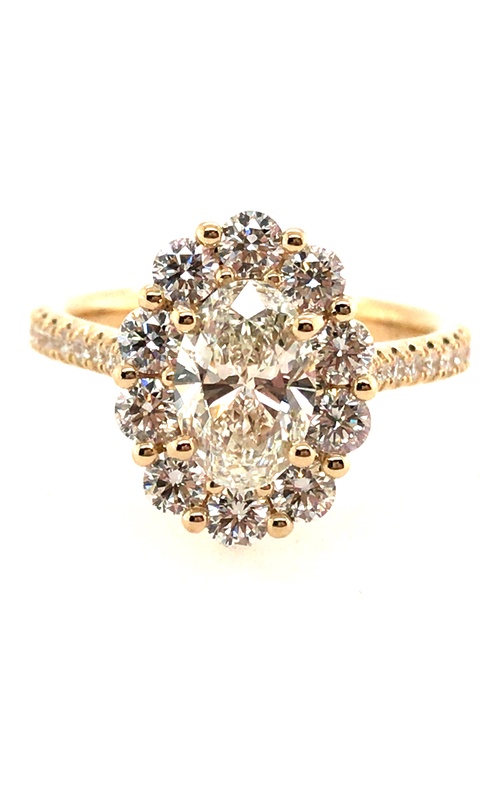 Beautiful 14K Yellow Gold Diamond Halo Engagement Ring