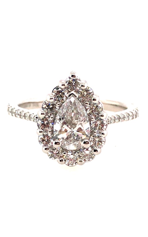 Stunning 14K White Gold Diamond Halo Engagement Ring