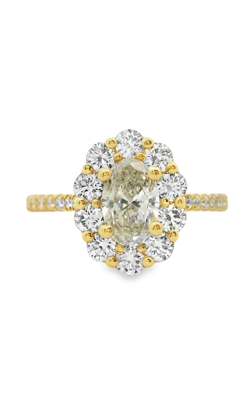 Classic 14K Yellow Gold Oval Diamond Halo Engagement Ring