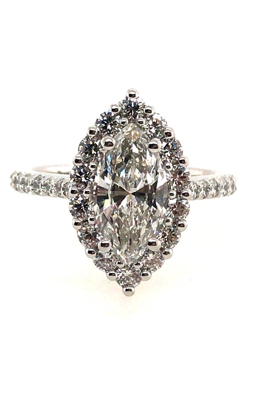 19K White gold Halo Engagement Ring