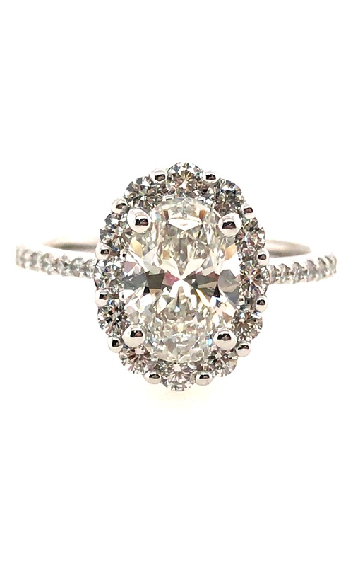 14K White gold Halo Diamond Engagement Ring