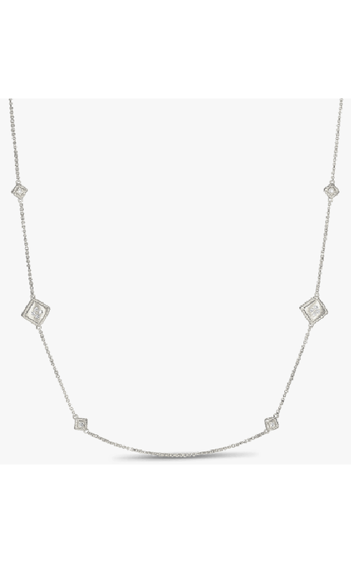 18K White Gold Station Diamond Necklace