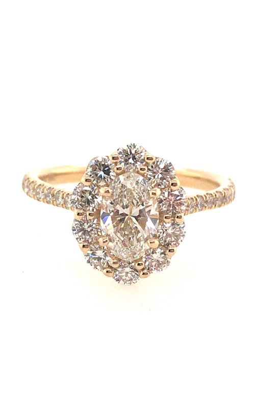 Stunning Halo Engagement Ring in 14K Yellow Gold