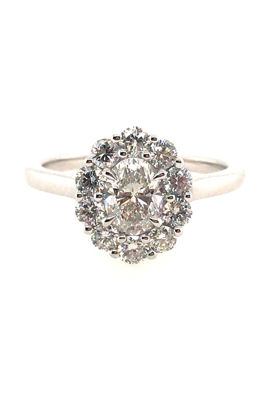 Exquisite Halo Engagement Ring in 18K White Gold