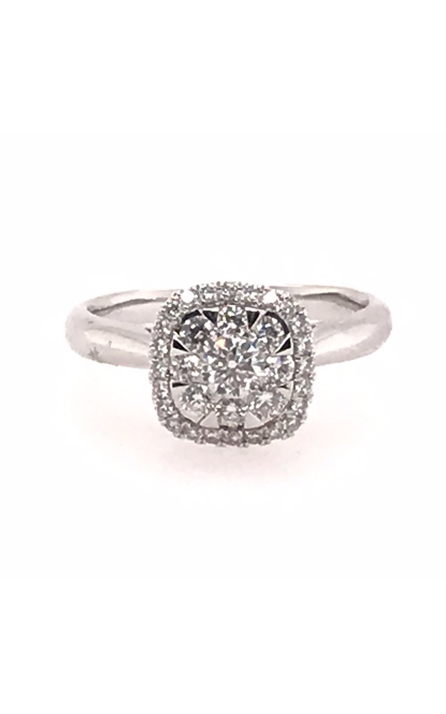 Exquisite Halo Engagement Ring in 18K White Gold