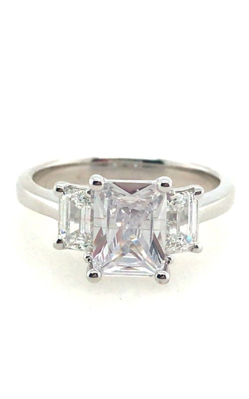 Three Stone 14K White Gold Engagement Ring