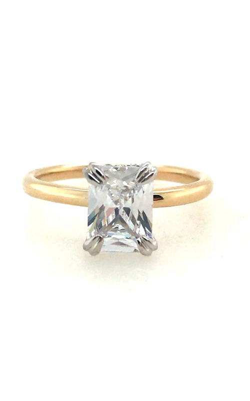 Stunning Halo Engagement Ring in 14K White and Yellow Gold