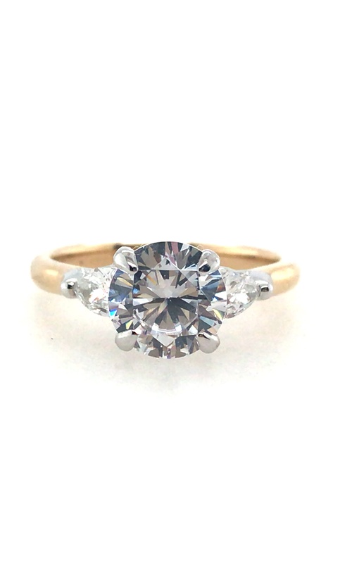 Three Stone Engagement Ring in 14K White and Yellow Gold