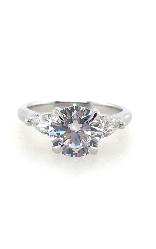 Three Stone Engagement Ring made with 14K White Gold