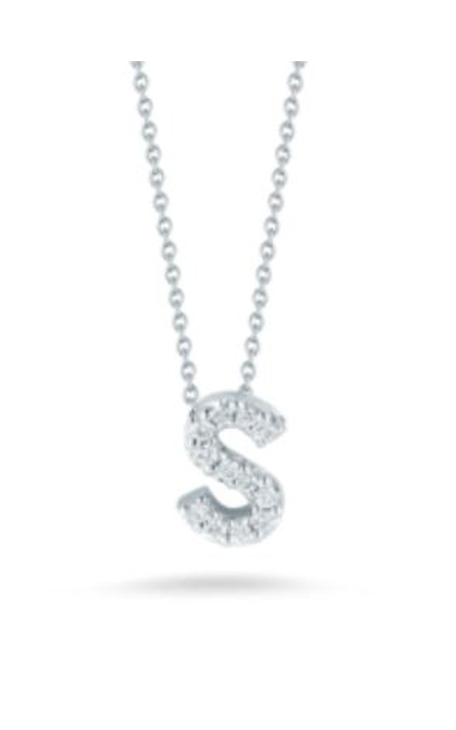 18K White Gold Diamond Initial Pendant Necklace