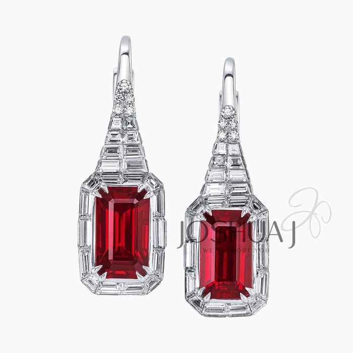 Emerald-Cut Ruby Earrings