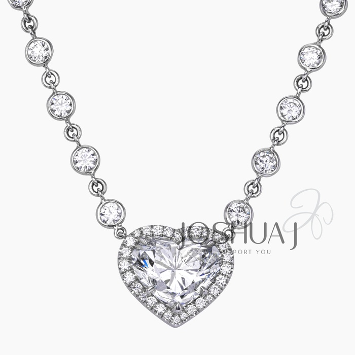 Heart Diamond Halo Necklace