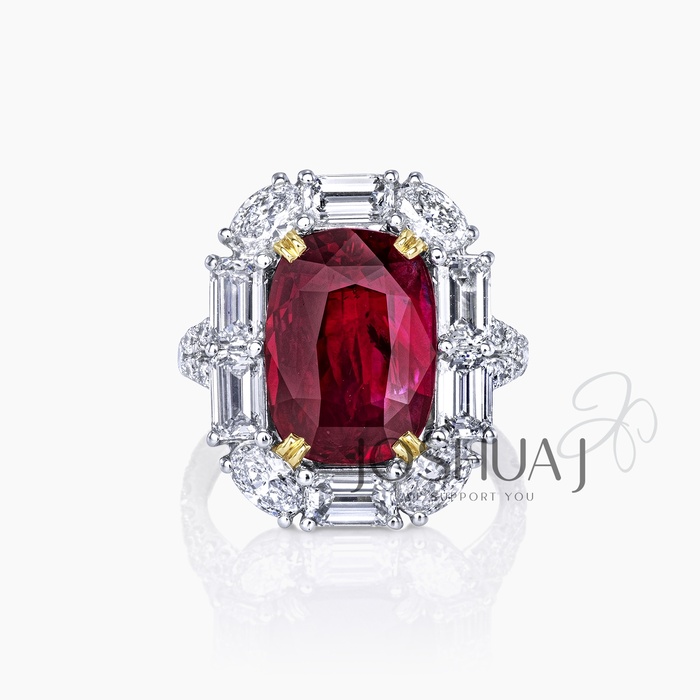 Cushion Ruby Halo Ring
