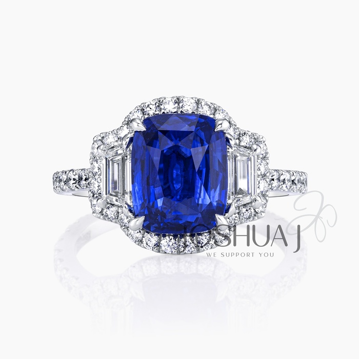 Cushion Sapphire Halo Ring