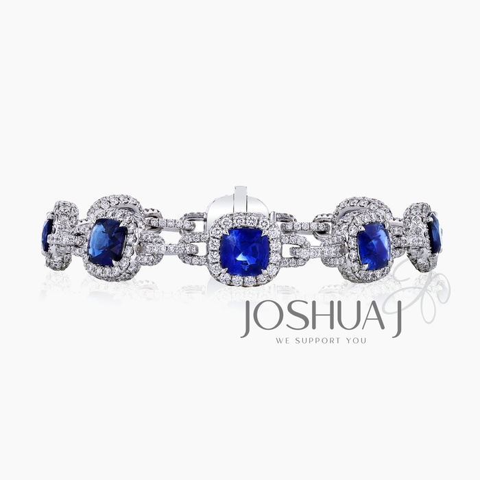 Cushion Sapphire Halo Bracelet