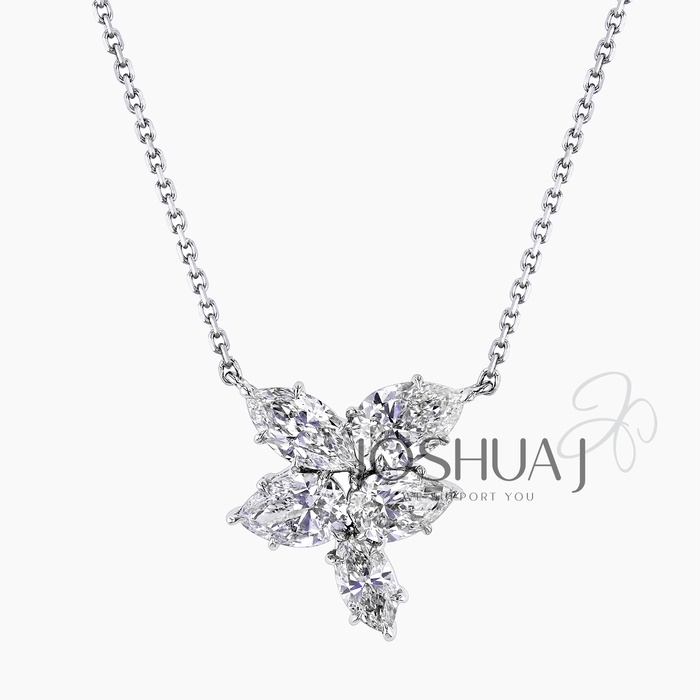 Pear Diamond Cluster Necklace
