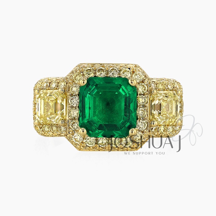 Asscher Emerald Halo Ring
