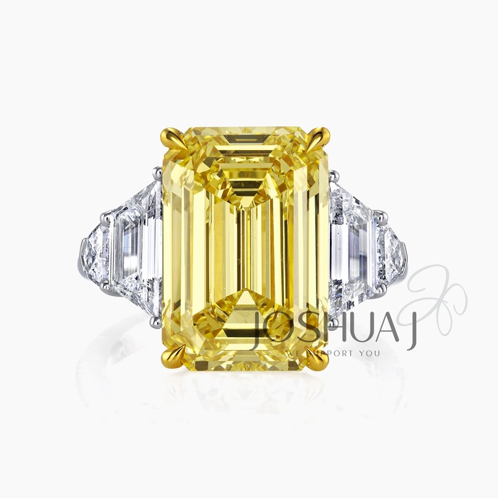 Fancy Intense Emerald-Cut Diamond Ring