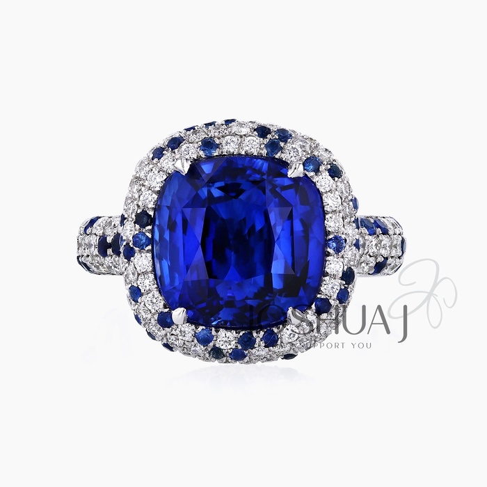 Cushion Sapphire Halo Ring