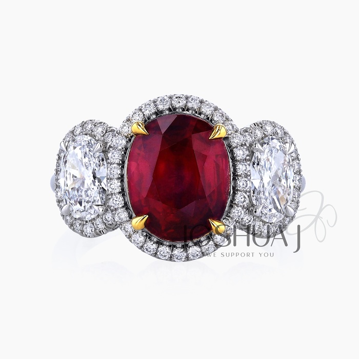 Oval Ruby Three-Stone Ring