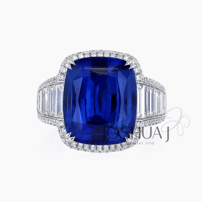 Cushion Sapphire Halo Ring